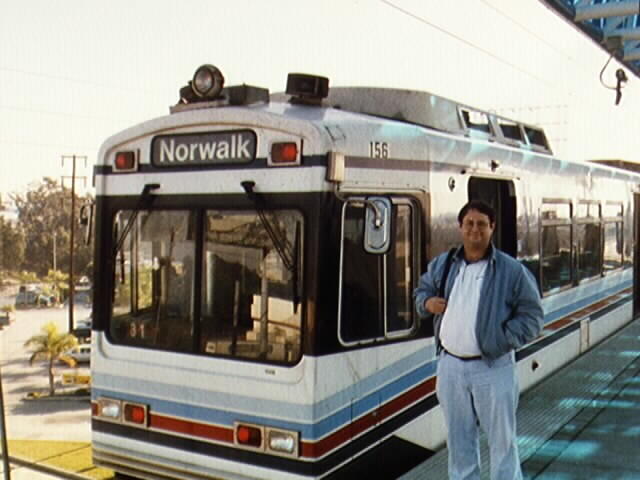 Standing next to LACMTA light rail vehicle
156 at the Douglas Av./Marine station (eastbound)